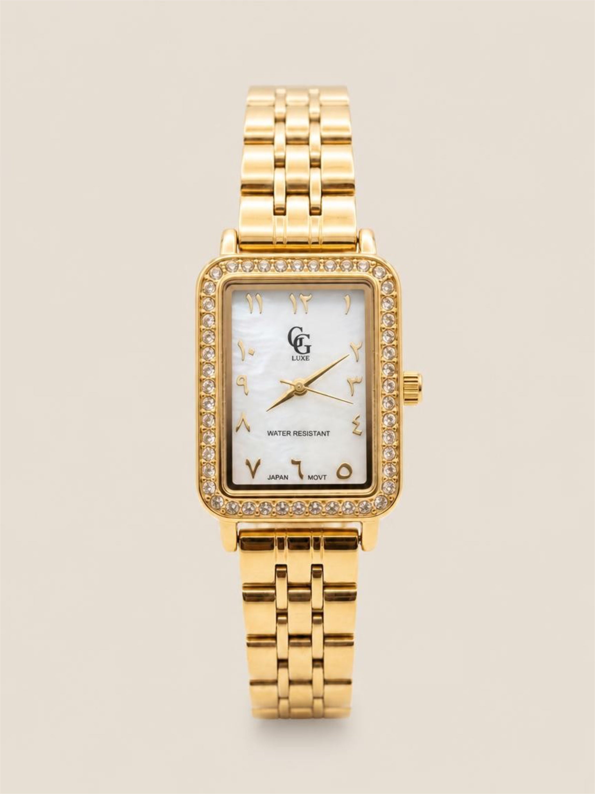 Montre strassée chiffres indiens blanche