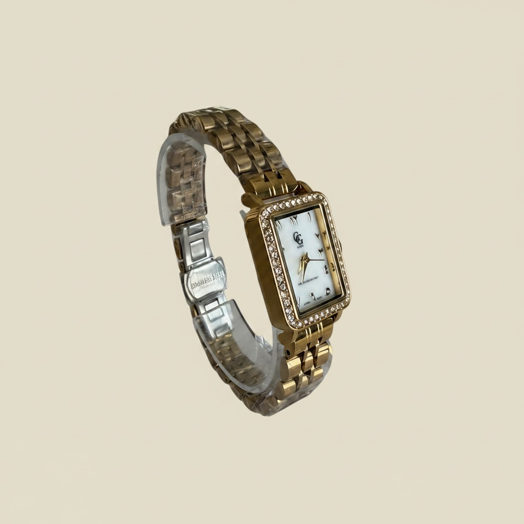 Montre strassée chiffres indiens blanche