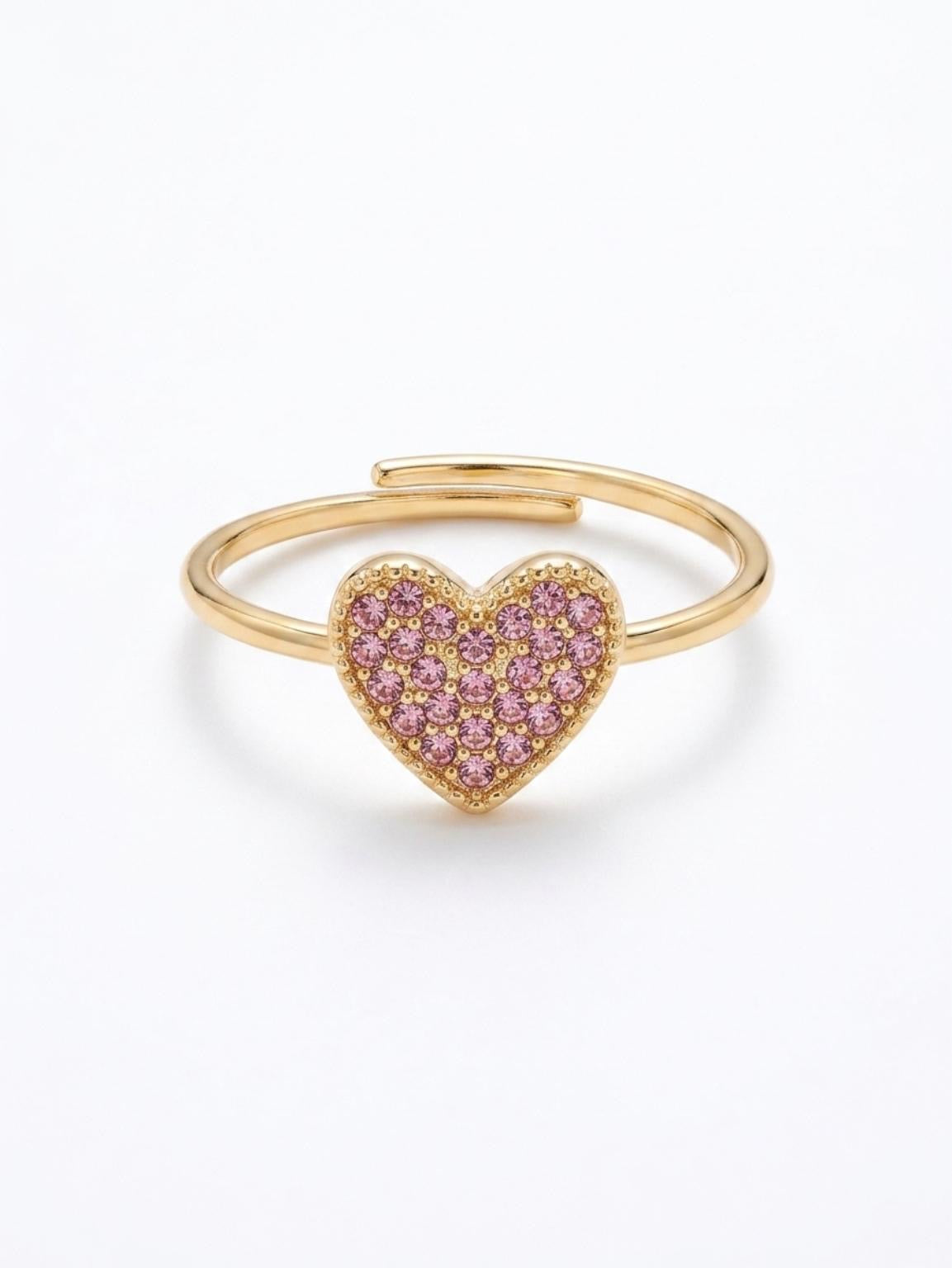 Bague enfant coeur strassé rose
