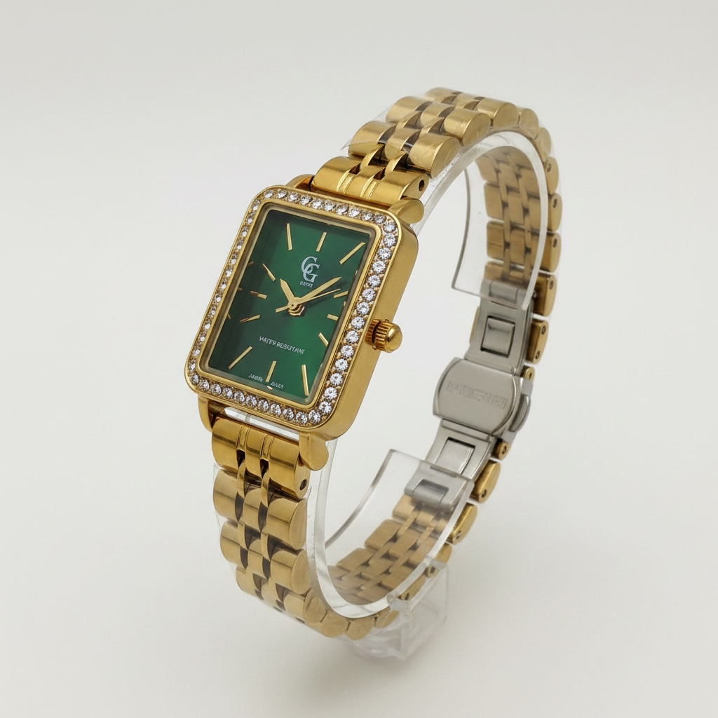 Montre strassée verte