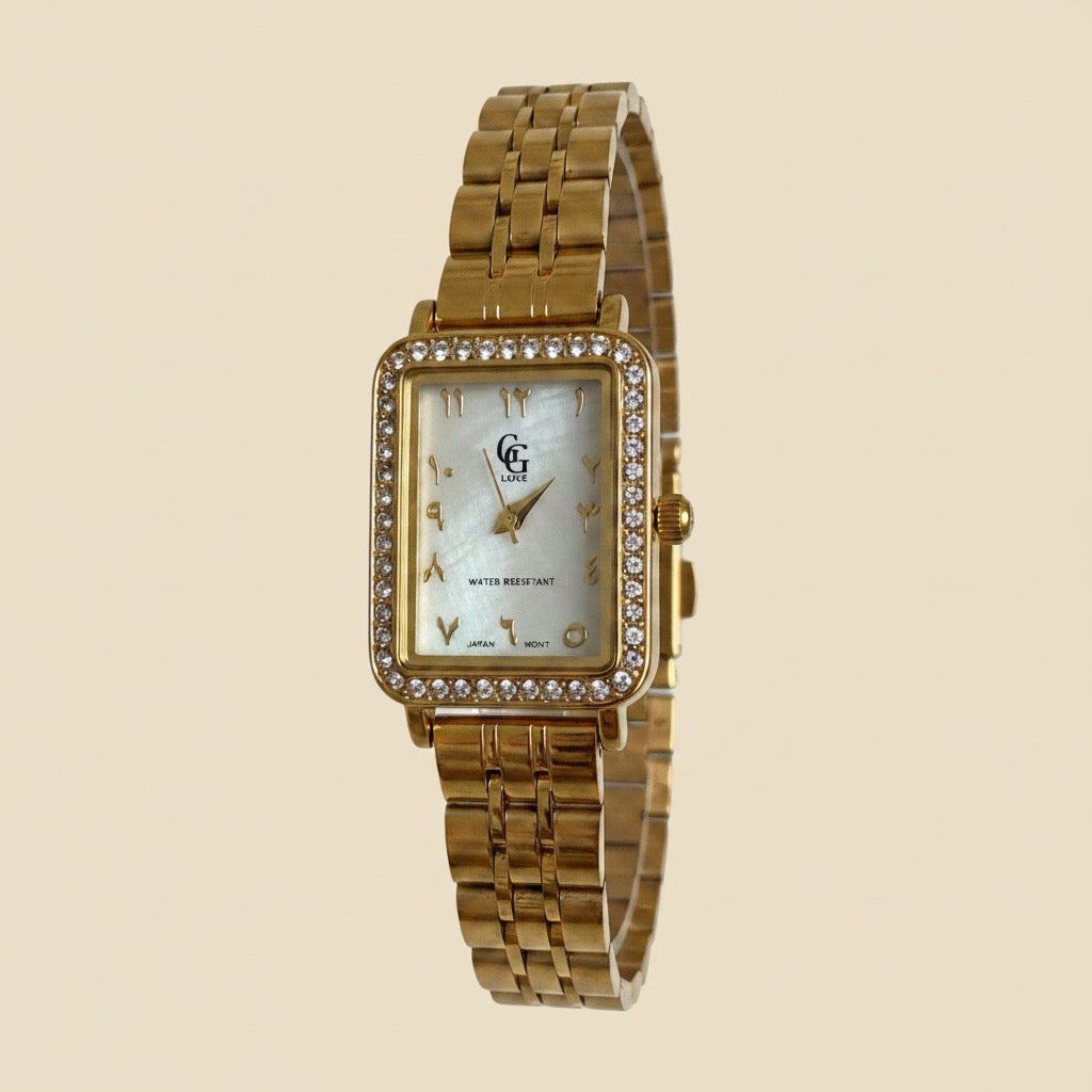 Montre strassée chiffres indiens blanche