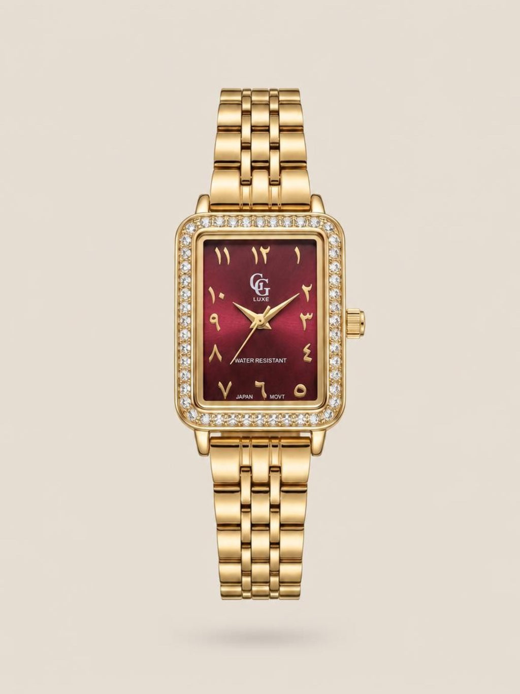 Montre strassée chiffres indiens bordeau