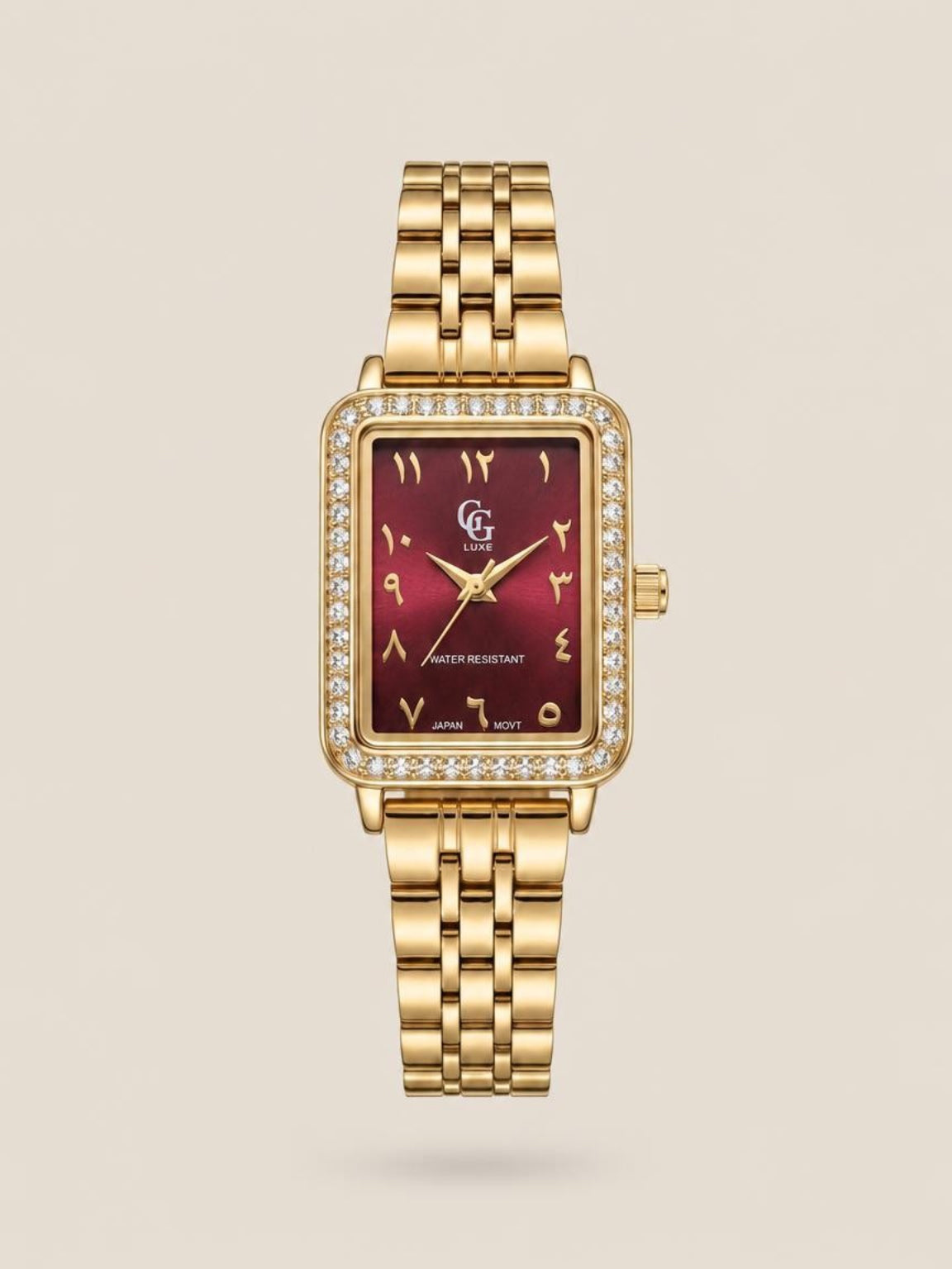 Montre strassée chiffres indiens bordeau