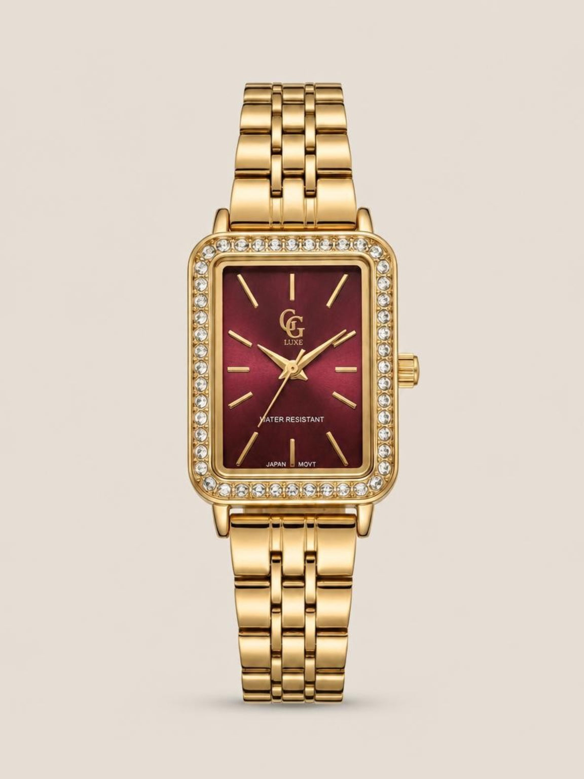 Montre strassée bordeau