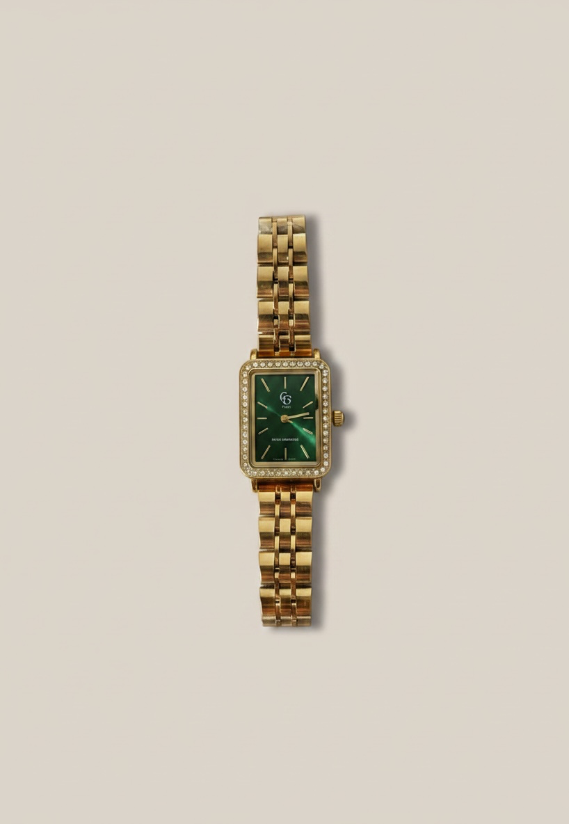 Montre strassée verte